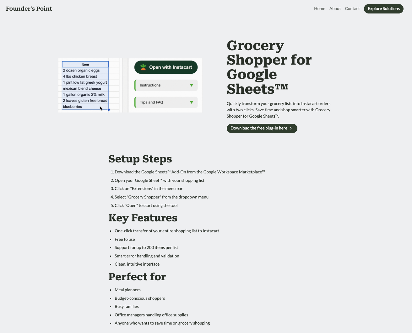 Grocery Shopper for Google Sheets